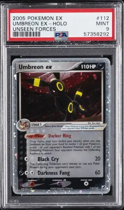 2005 POKEMON EX UNSEEN FORCES #112 UMBREON EX-HOLO PSA 9 - Image 1