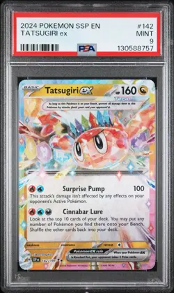 Pokemon Surging Sparks Tatsugiri ex 142/191 Double Rare Holo PSA 9 Mint - Image 1