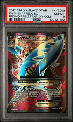 2017 POKEMON XY PREMIUM TRAINER PROMO #XY200A FULL ART/M SHARPEDO EX PSA 8 - Image 1