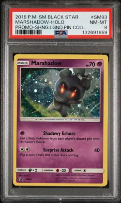 2018 POKEMON SM PROMO SHINING LEGENDS PIN COLLECTION MARSHADOW-HOLO PSA 8 - Image 1