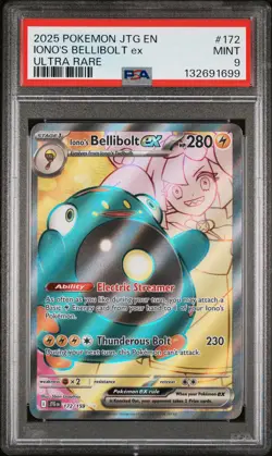 2025 POKEMON JTG EN-JOURNEY TOGETHER ULTRA RARE #172 IONO'S BELLIBOLT EX PSA 9 - Image 1