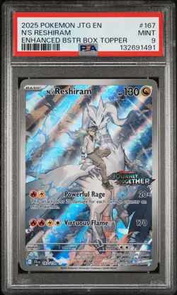 2025 POKEMON JTG EN-JOURNEY TOGETHER #167 N'S RESHIRAM PSA 9 - Image 1