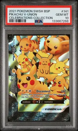 2021 POKEMON SWSH PROMO CELEBRATIONS COLLECTION #141 PIKACHU V-UNION PSA 10 - Image 1