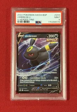 UMBREON V PSA 9 2022 POKEMON SWSH BLACK STAR PROMO V HEROES TINS #203 - Image 1