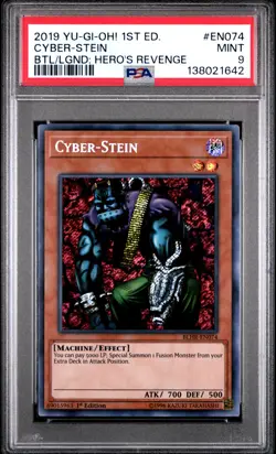 2019 YU-GI-OH! BATTLES OF LEGEND: HERO'S REVENGE 1ST EDITION CYBER-STEIN PSA 9 - Image 1