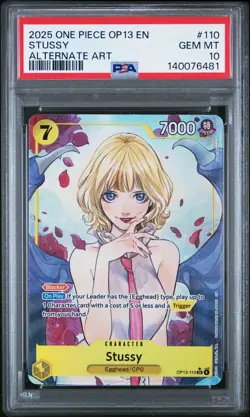 2025 ONE PIECE OP13-CARRYING ON HIS WILL ALTERNATE ART #110 STUSSY PSA 10 - Image 1