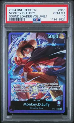 2024 ONE PIECE PROMOS SOUND LOADER VOLUME.1 #060 MONKEY D. LUFFY PSA 10 - Image 1