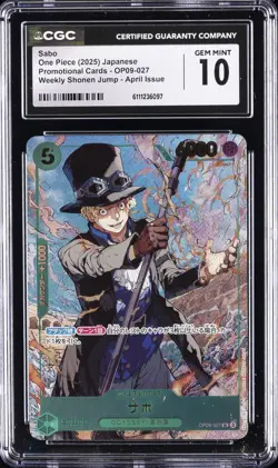 2025 ONE PIECE JAPANESE WEEKLY SHONEN JUMP APRIL ISSUE SABO CGC 10 GEM MINT - Image 1