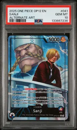 2025 ONE PIECE OP12-LEGACY OF THE MASTER ALTERNATE ART #041 SANJI PSA 10 - Image 1