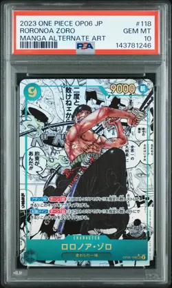 2023 ONE PIECE JPN WINGS OF THE CAPTAIN MANGA ALT ART #118 RORONOA ZORO PSA 10 - Image 1