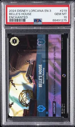 2024 DISNEY LORCANA EN 3 ENCHANTED #219 BELLE'S HOUSE MAURICE'S WORKSHOP PSA 10 - Image 1