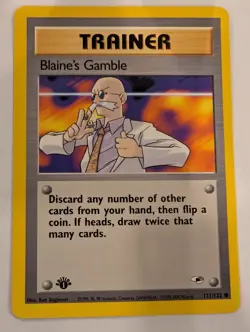 Blaine's Gamble 121/132 Gym Heroes 1st Edition - Pokemon Card - Image 1