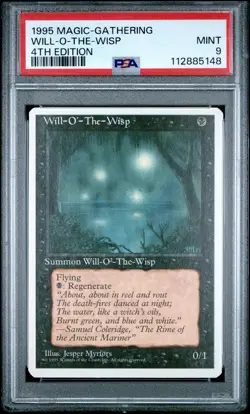 1995 MAGIC: THE GATHERING 4TH EDITION WILL-O-THE-WISP PSA 9 - Image 1