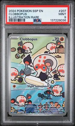 2024 POKEMON SSP EN-SURGING SPARKS ILLUSTRATION RARE #207 CLOBBOPUS PSA 9 - Image 1