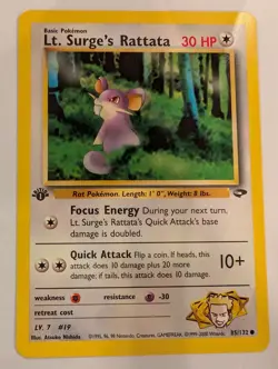 Lt. Surge's Rattata - 1st Edition - 85/132 Gym Challenge - Pokemon Card - Image 1