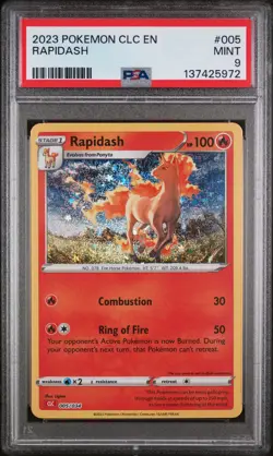 2023 POKEMON CLC-CLASSIC CHARIZARD & HO-OH EX DECK #005 RAPIDASH PSA 9 - Image 1