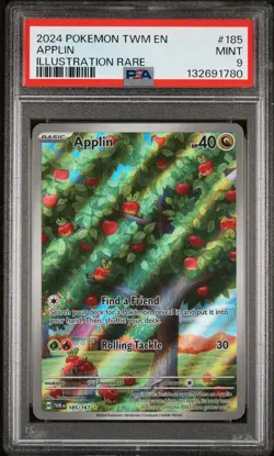 2024 POKEMON TWM EN-TWILIGHT MASQUERADE ILLUSTRATION RARE #185 APPLIN PSA 9 - Image 1