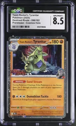 Team Rocket's Tyranitar *CGC 8.5* Pre-Release Holo *Destined Rivals* #96*Pokemon - Image 1