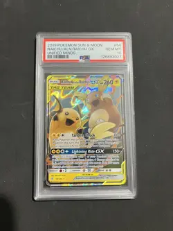 Raichu & Alolan Raichu GX #54 Unified Minds PSA 10 Pokemon Card - Image 1