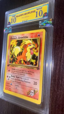 Blaine's Growlithe GRADED 10 MINT pokemon card rare old vintage first edition - Image 1