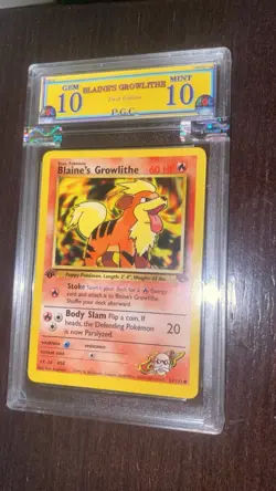 Blaine's Growlithe GRADED 10 MINT pokemon card rare old vintage first edition - Image 3
