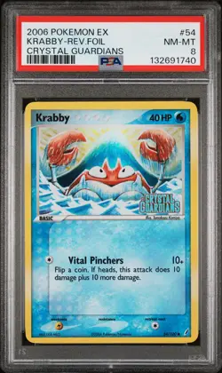 2006 POKEMON EX CRYSTAL GUARDIANS #54 KRABBY-REVERSE FOIL PSA 8 - Image 1