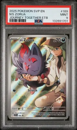 2025 POKEMON SVP JOURNEY TOGETHER ELITE TRAINER BOX PROMO #189 N'S ZORUA PSA 9 - Image 1