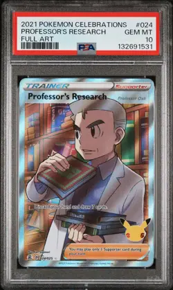 2021 POKEMON CELEBRATIONS #024 FULL ART/PROFESSOR'S RESEARCH PSA 10 - Image 1
