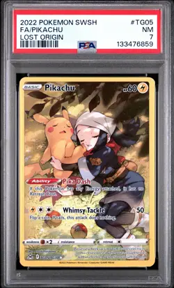2022 POKEMON SWORD & SHIELD LOST ORIGIN #TG05 FULL ART/PIKACHU PSA 7 - Image 1
