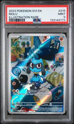 2023 POKEMON SVI EN-SCARLET & VIOLET ILLUSTRATION RARE #215 RIOLU PSA 9 - Image 1