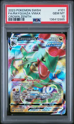 2023 POKEMON SWORD & SHIELD CROWN ZENITH #101 FULL ART/RAYQUAZA VMAX PSA 10 - Image 1