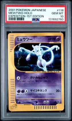 2001 POKEMON JPN EXPEDITION 1ST EDITION #118 MEWTWO-HOLO PSA 10 - Image 1