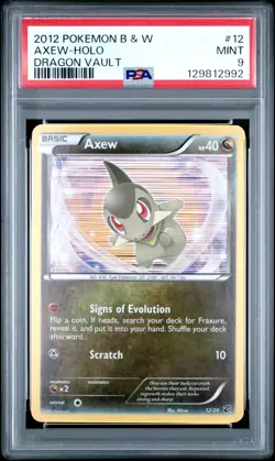 2012 POKEMON B&W DRAGON VAULT #12 AXEW-HOLO PSA 9 - Image 1