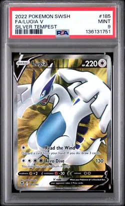 2022 POKEMON SWORD & SHIELD SILVER TEMPEST #185 FULL ART/LUGIA V PSA 9 - Image 1