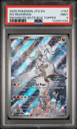 2025 POKEMON JTG EN-JOURNEY TOGETHER ENHANCED BOOSTER BOX N'S RESHIRAM PSA 9 - Image 1