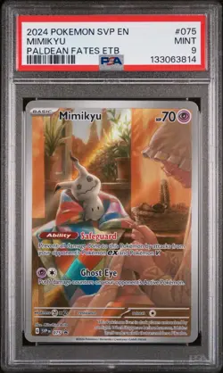 2024 POKEMON SVP EN-SV PALDEAN FATES ETB PROMO #075 MIMIKYU PSA 9 - Image 1