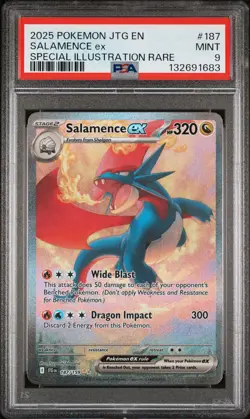 2025 POKEMON JOURNEY TOGETHER SPECIAL ILLUSTRATION RARE #187 SALAMENCE EX PSA 9 - Image 1