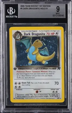 2000 POKEMON ROCKET 1ST EDITION #5 DARK DRAGONITE BGS 9 - Image 1