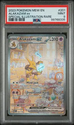2023 POKEMON MEW EN-151 SPECIAL ILLUSTRATION RARE #201 ALAKAZAM EX PSA 9 - Image 1