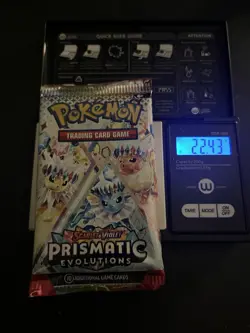 22.43g VERY HEAVY Prismatic Evolutions Pokemon Sealed Booster Pack New - Image 1