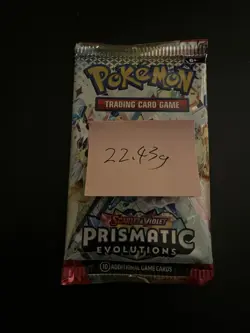 22.43g VERY HEAVY Prismatic Evolutions Pokemon Sealed Booster Pack New - Image 3