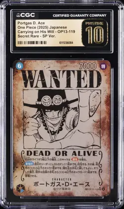 2025 ONE PIECE JPN CARRY OF HIS WILL WANTED AA PORTGAS D. ACE CGC 10 PRISTINE - Image 1