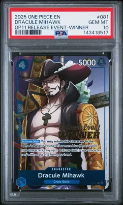 2025 ONE PIECE PROMOS #081 DRACULE MIHAWK PSA 10 - Image 1