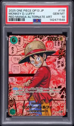2025 ONE PIECE JPN CARRYING ON HIS WILL RED MANGA ALT ART MONKEY D. LUFFY PSA 10 - Image 1