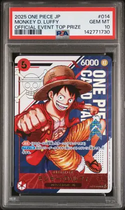 2025 ONE PIECE JPN PROMOS OFFICIAL EVENT TOP PRIZE #014 MONKEY D. LUFFY PSA 10 - Image 1