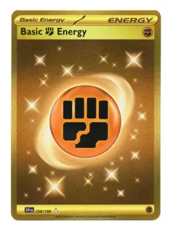 Pokemon Scarlet & Violet Basic Fighting Energy Gold Holo Hyper Rare Card 258/198 - Image 1
