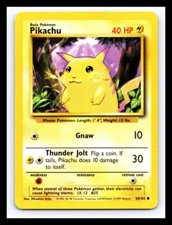 💥 Pikachu Non Holo Foil - Pokemon TCG 1999 Base Set Vintage Card # 58/102 - Image 1