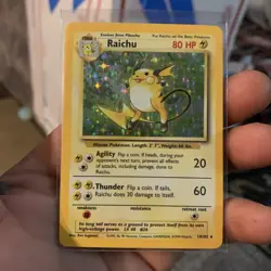 Pokemon TCG Raichu Base Set Holo Unlimited Rare Card 14/102 LP Condition - Image 1