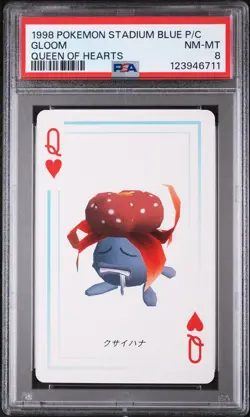 1998 POKEMON STADIUM BLUE VERSION PLAYING CARDS QUEEN OF HEARTS GLOOM PSA 8 - Image 1