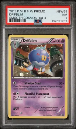 2013 POKEMON B&W PROMO SMOOTH COSMOS HOLO #BW64 DRIFBLIM PSA 7 - Image 1